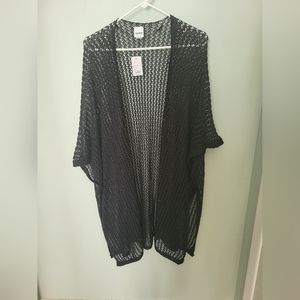 Open Weave‎ Ruana Cover Up Long Cardigan Duster Shrug Black One Size New